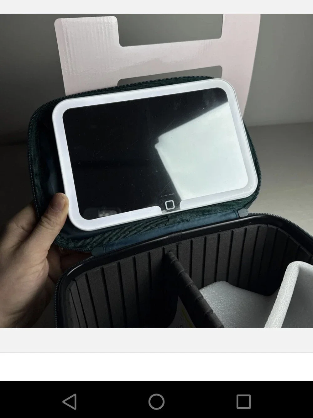 Lighted Makeup Case USB C Charging Removable Mirror Adjustable Storage black